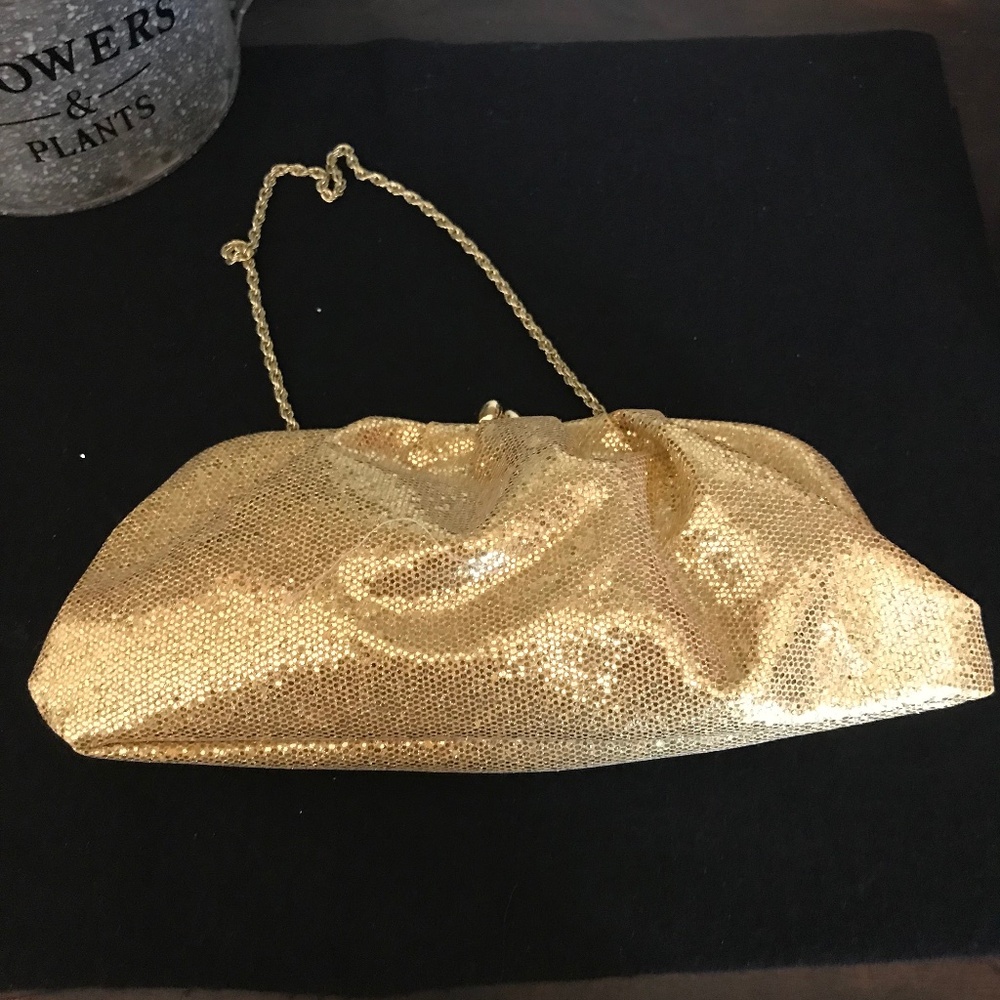 La Regale Gold Glitter Clutch Purse